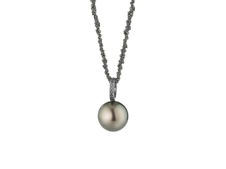 Tahitiperlen-Special Kette mit Anhänger Silber und Weißgold 100cm mit Tahitiperle Juwelier Roller Limited Edition