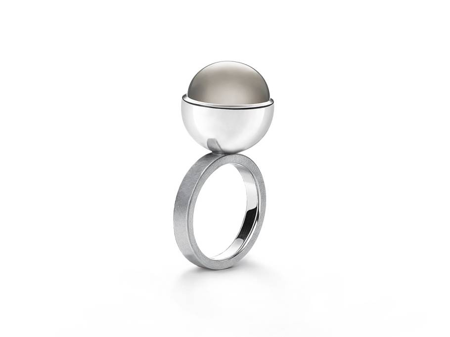 Ring Blub Platin Mondstein grau 14mm