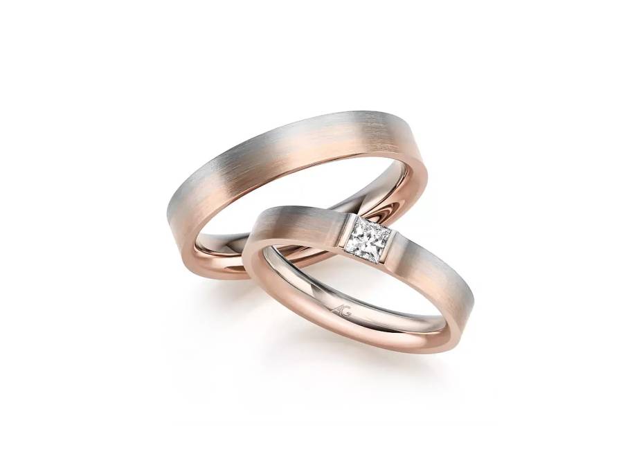 Mondlicht Trauring Paar Nr. 34 Gold mit Brillant 0,250ct