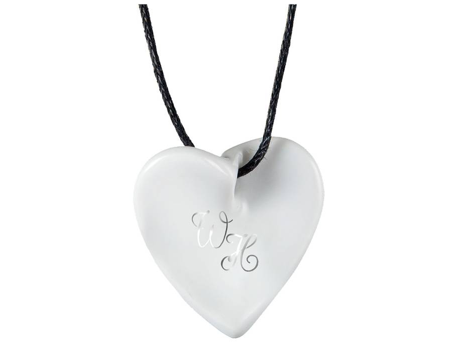 Anhänger Geschwungenes Herz mit Monogramm 2 Buchstaben in Platin