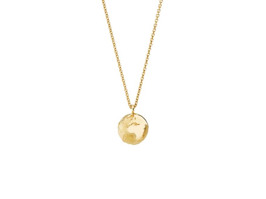 Meine Welt: Individuelle Weltkugel mit Ihren Lieblingszielen in Gelbgold 10mm