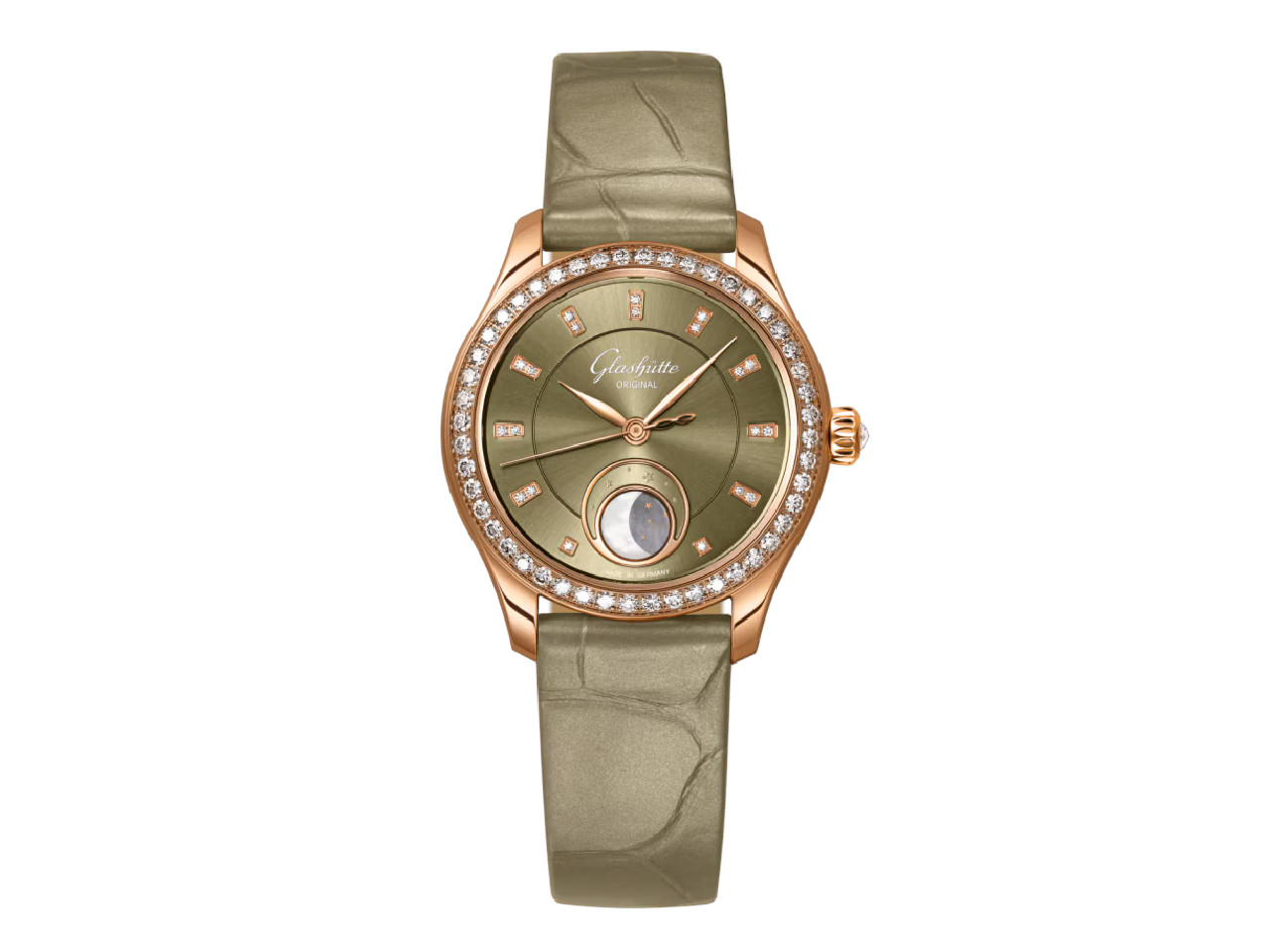 Glashutte Original Lady Serenade Luna Automatik Rotgold 32 5mm grunes Zifferblatt grunes Lederband kaufen