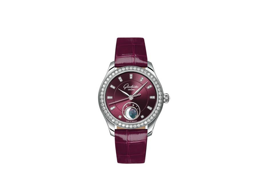 Lady Serenade Luna Purpursamt Automatik Edelstahl 32,5mm violettes Zifferblatt violettes Lederband