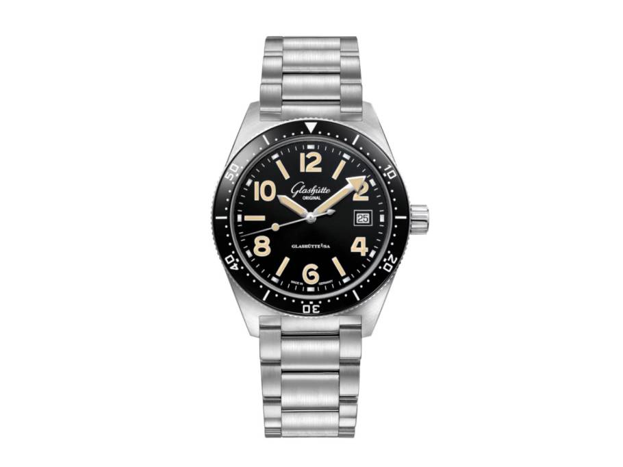 SeaQ Automatik Edelstahl 40mm schwarzes Zifferblatt Metallband