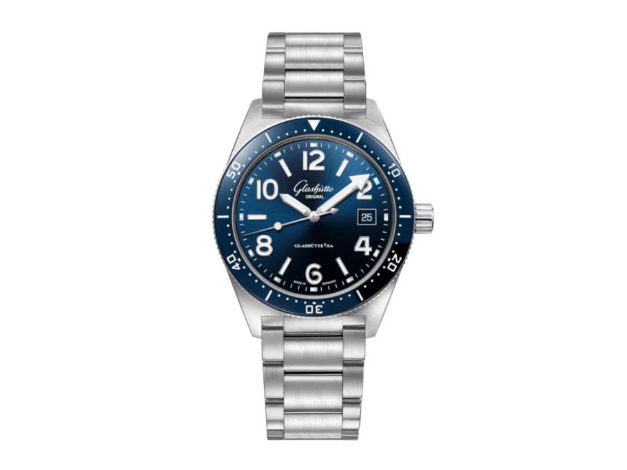 SeaQ Automatik Edelstahl 40mm blaues Zifferblatt Metallband