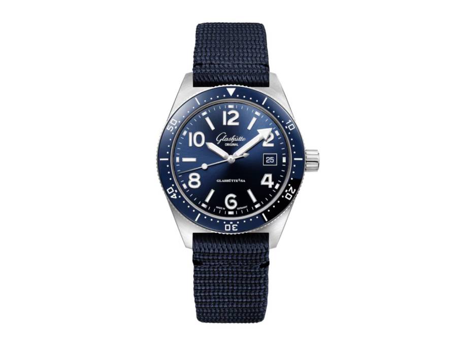 SeaQ Automatik Edelstahl 40mm blaues Zifferblatt blaues Textilband