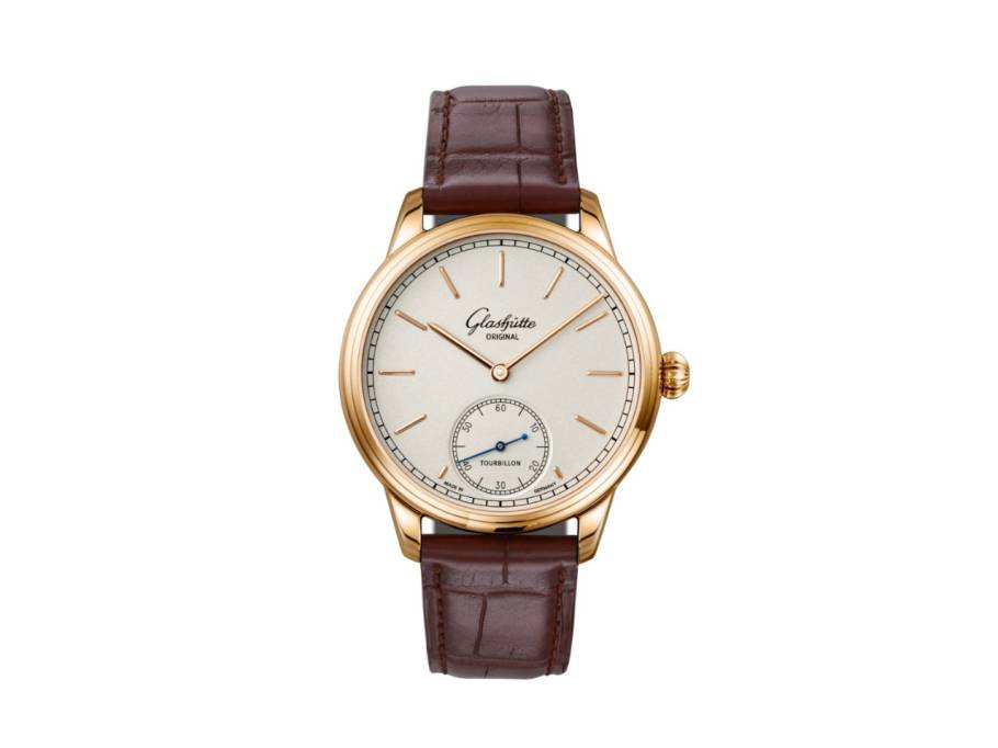  Senator Alfred Helwig Tourbillon 1920 Handaufzug Roségold 40mm massivgoldenes Zifferblatt braunes Lederband Limitierte Edition