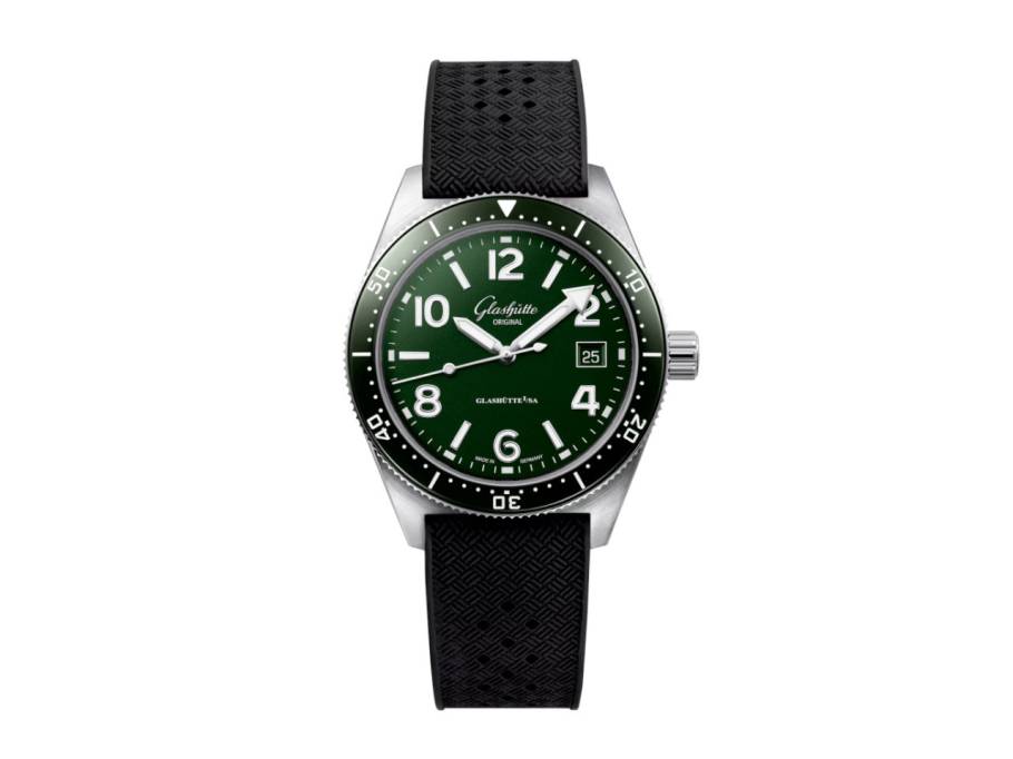 SeaQ Automatik Edelstahl 40mm grünes Zifferblatt schwarzes Kautschukband