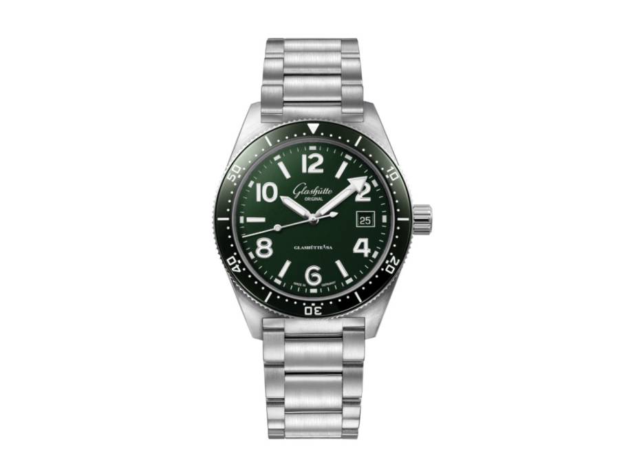 SeaQ Automatik Edelstahl 40mm grünes Zifferblatt Metallband