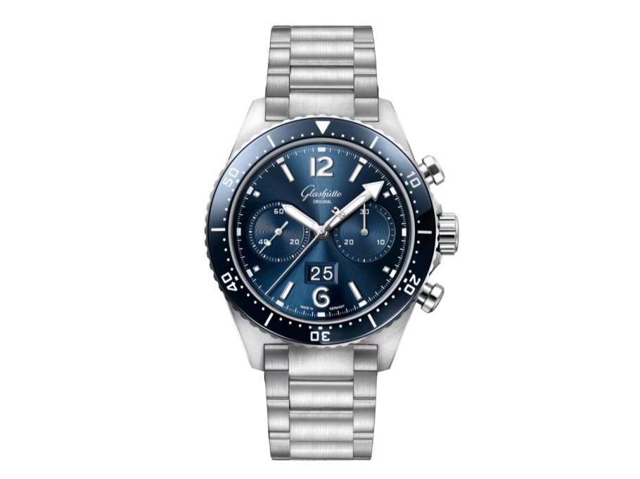 SeaQ Chronograph Automatik Edelstahl 43mm blaues Zifferblatt Metallband