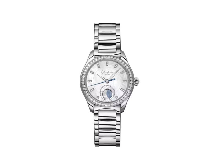 Lady Serenade Luna Automatik Edelstahl 32,5mm weißes Zifferblatt Metallband