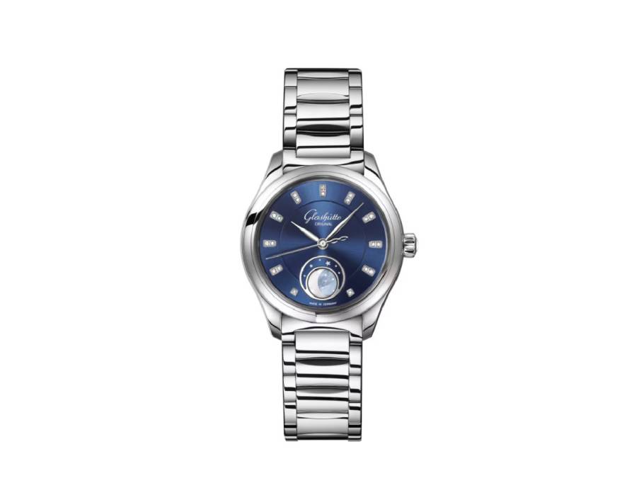 Lady Serenade Luna Automatik Edelstahl 32,5mm blaues Zifferblatt Metallband