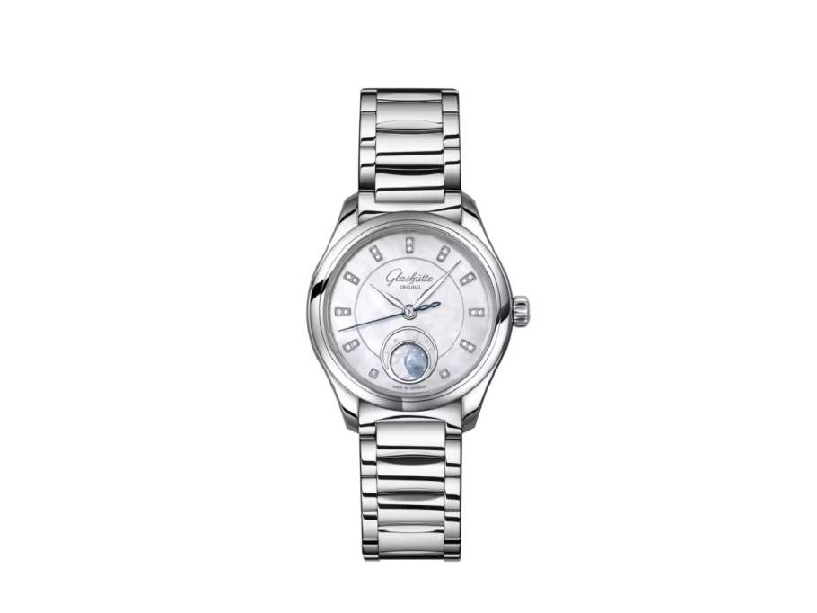 Lady Serenade Luna Automatik Edelstahl 32,5mm weißes Zifferblatt Metallband