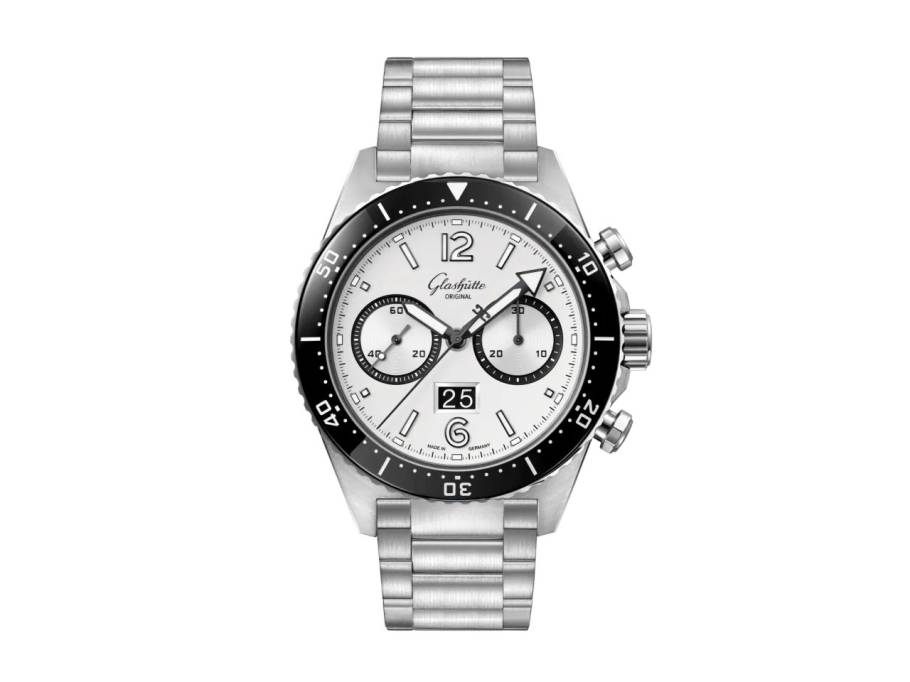 SeaQ Chronograph Silver Screen Automatik Edelstahl 43mm silberfarbenes Zifferblatt Metallband
