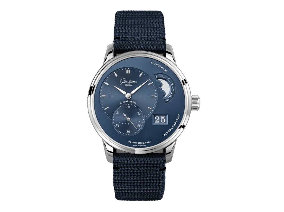 PanoMaticLunar Edelstahl blau Synthetikband blau
