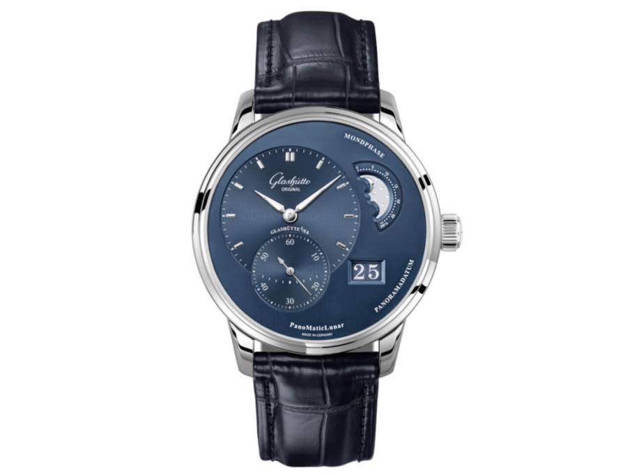 PanoMaticLunar Herrenuhr Edelstahl blau