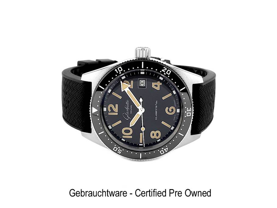 SeaQ Automatik Edelstahl 40mm schwarzes Zifferblatt schwarzes Kautschukband 1-39-11-06-80-33 Full Set Occasion Neu