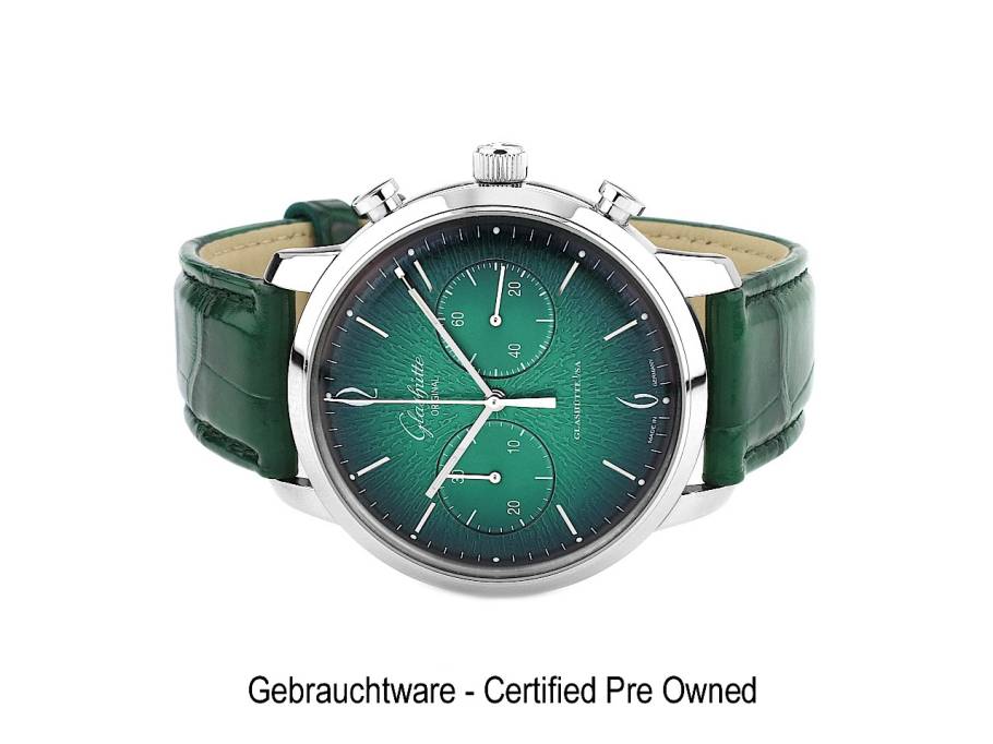 Sixties Chronograph Annual Edition Automatik Edelstahl 42mm grünes Zifferblatt grünes Lederband 1-39-34-05-22-04 Full Set Occasion Neu