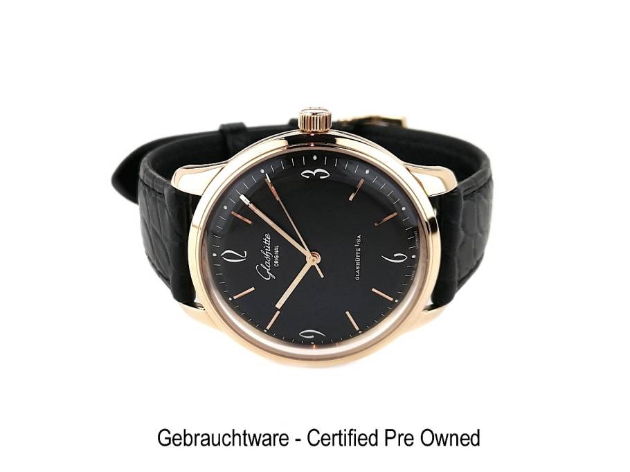 Sixties Automatik Roségold 39mm schwarzes Zifferblatt schwarzes Lederband 1-39-52-02-01-04 Full Set mit Garantie Occasion