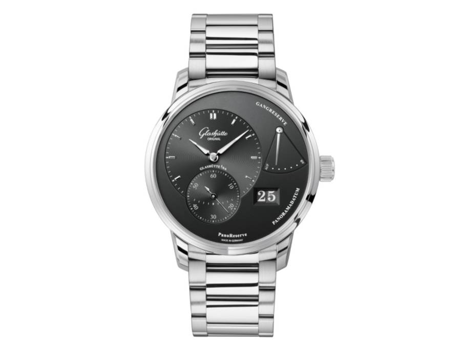 PanoReserve Herrenuhr Edelstahl grau Metallband