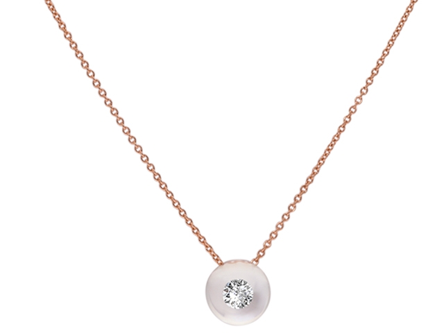 Glasklar Kugel Collier Rotgold