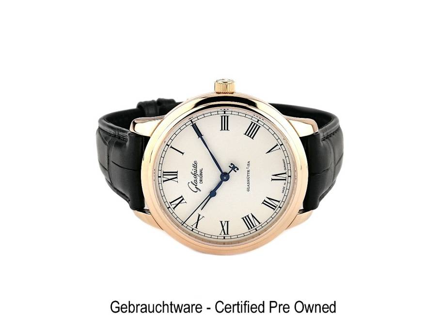 Senator Automatik Rotgold 40mm silbernes Zifferblatt Lederband 1-39-59-01-05-04 Full Set mit Garantie Occasion