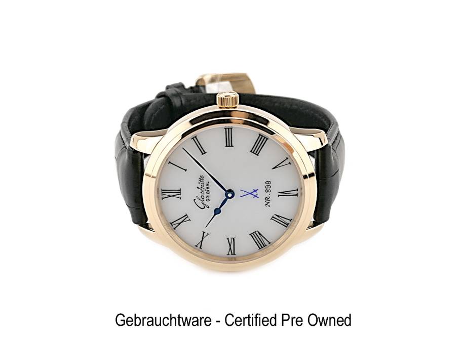 Senator Meissen Automatik Roségold 40mm Porzellan-Zifferblatt schwarzes Lederband 100-10-01-01-04 Full Set mit Garantie Occasion