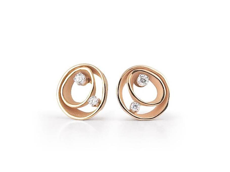 Dune Ohrstecker Orange Apricot Gold mit Brillanten 0,170ct