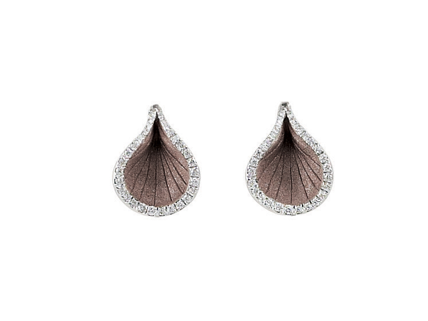 Goccia Ohrstecker Black Lava Gold mit Brillanten 0,180ct