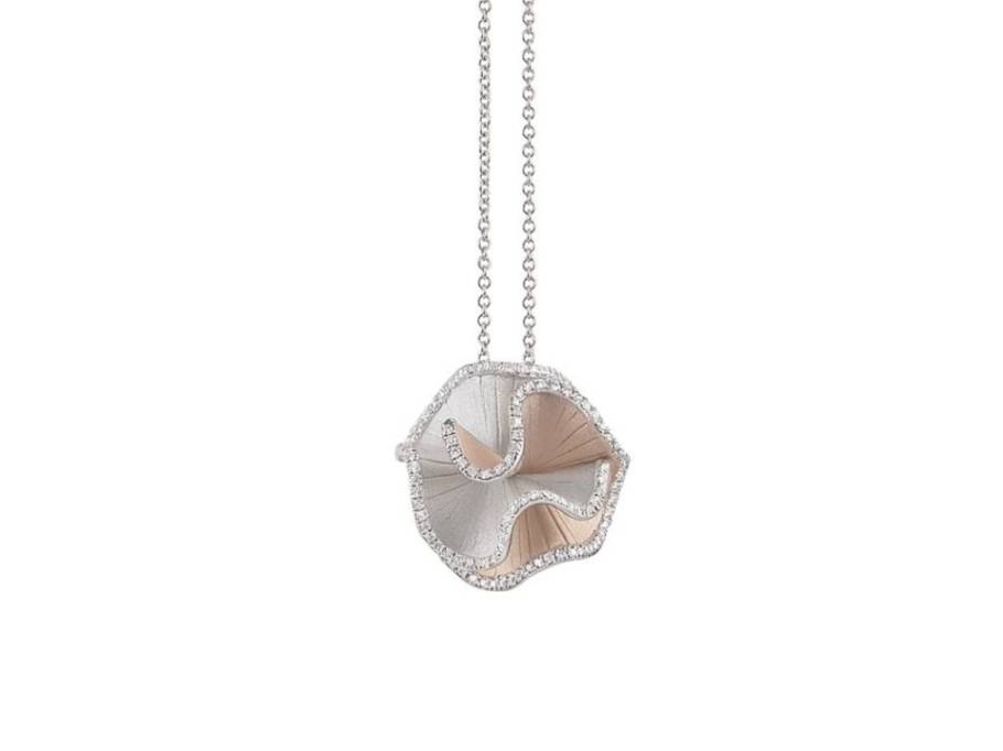 Sultana Kette mit Anhänger Bicolor White Ice und Natural Beige Gold 42cm mit Brillanten 0,530ct