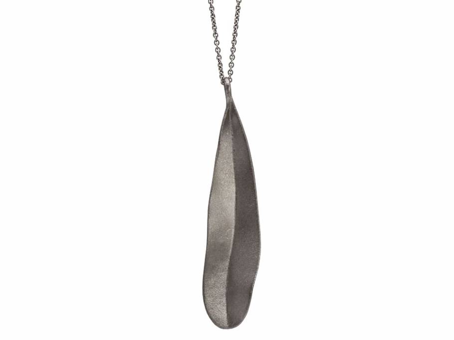 Blatt Anhänger Large breit Silber oxidiert