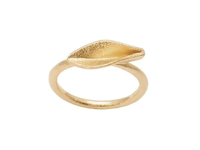 Blatt Mini Ring Silber vergoldet