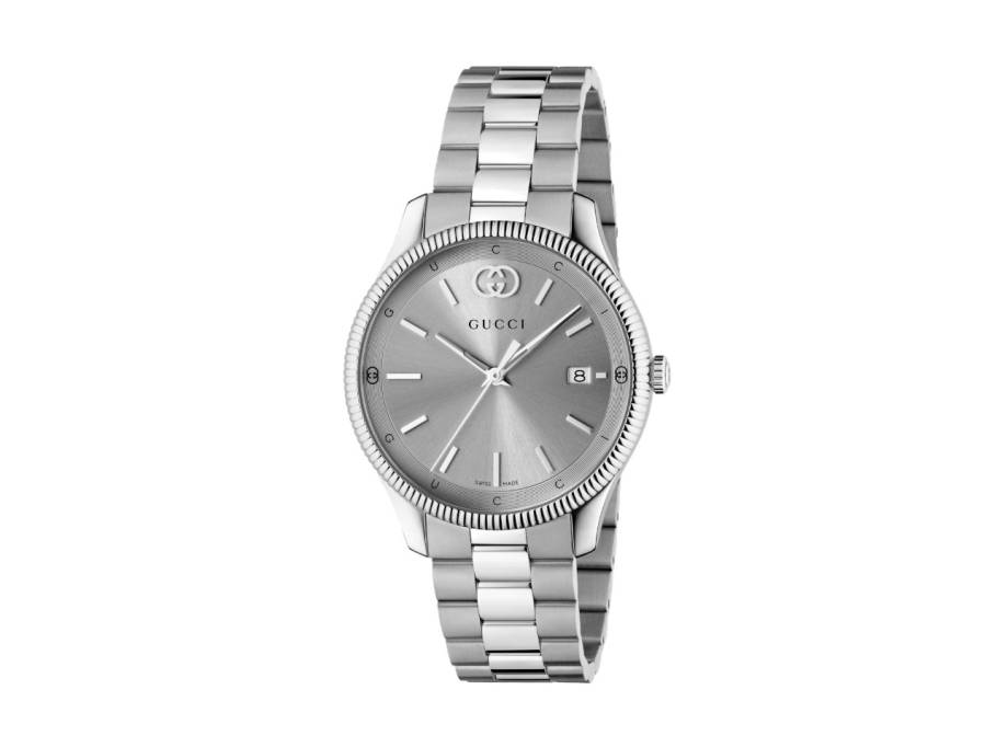 G-Timeless Quarz Edelstahl 38mm silberfarbenes Zifferblatt Metallband YA1264232