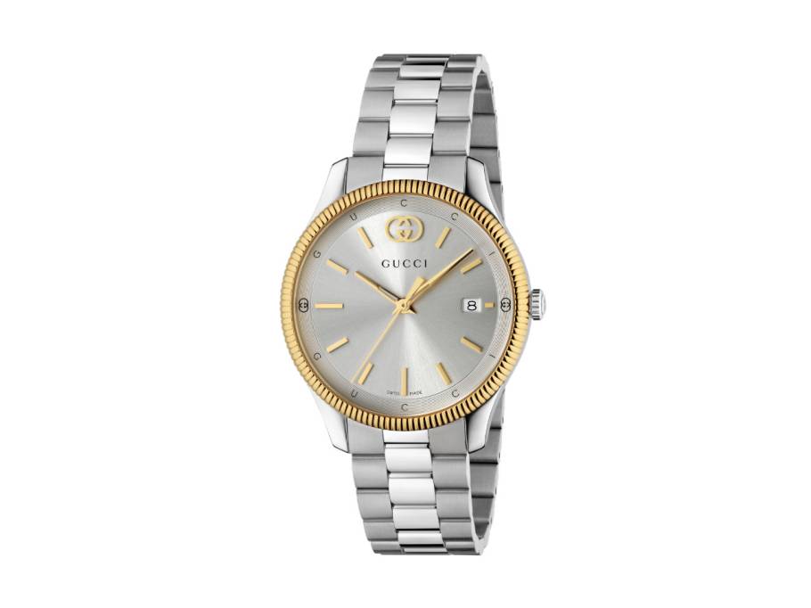G-Timeless Quarz Edelstahl 38mm silberfarbenes Zifferblatt Metallband YA1264233