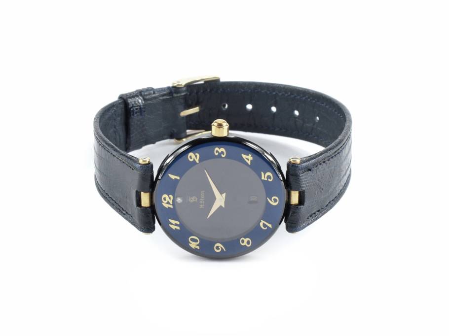 Safira Damenuhr Edelstahl Lederband blau Refurbished Occasion