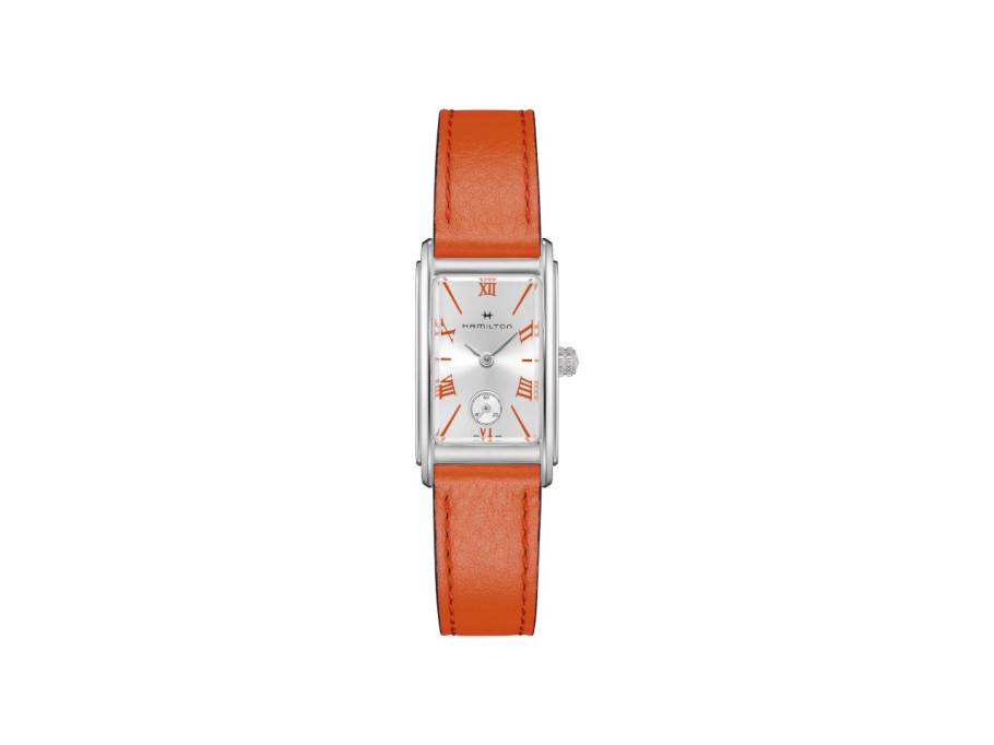 Ardmore S Quarz Edelstahl silber Lederband orange