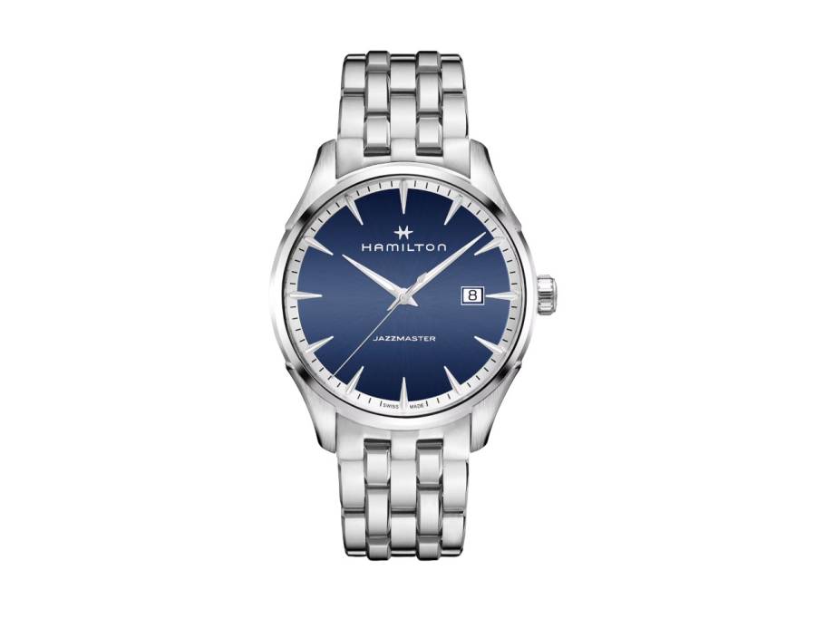 Jazzmaster Gent Quarz Edelstahl 40mm blaues Zifferblatt Metallband