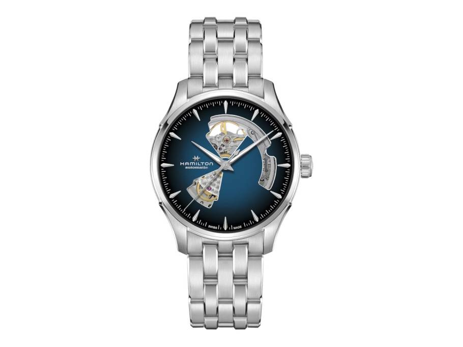 Jazzmaster Open Heart Automatik Edelstahl 40mm dunkelblaues Zifferblatt Metallband 