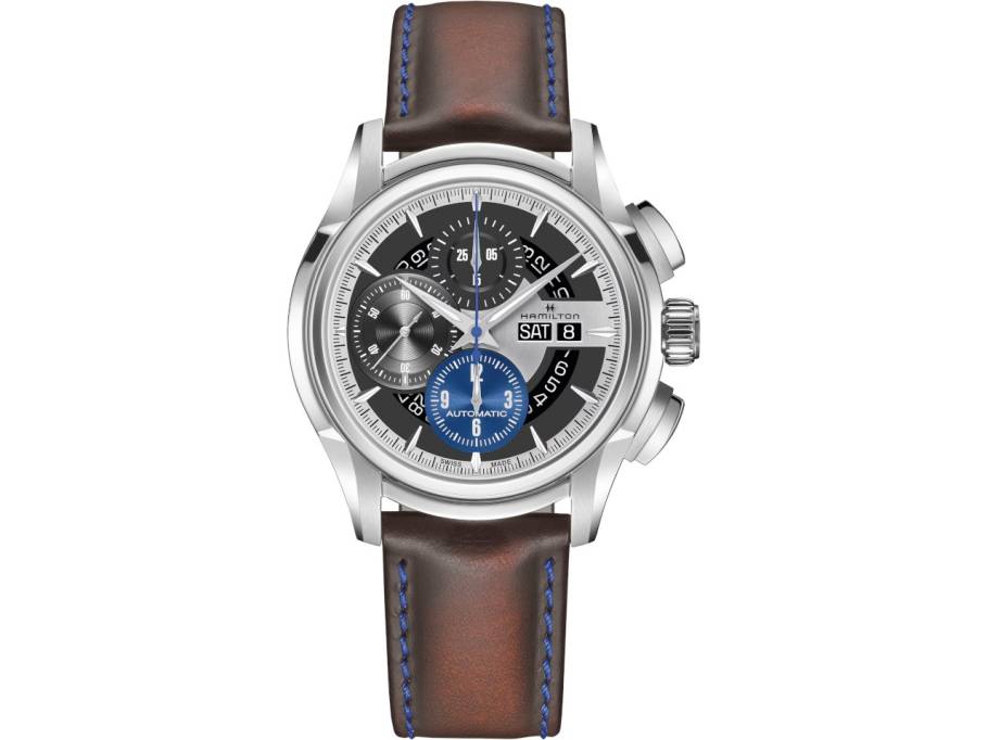 Jazzmaster Face 2 Face  III Limted Edition 2023 Wendeuhr Automatik Edelstahl grau-blau Lederband