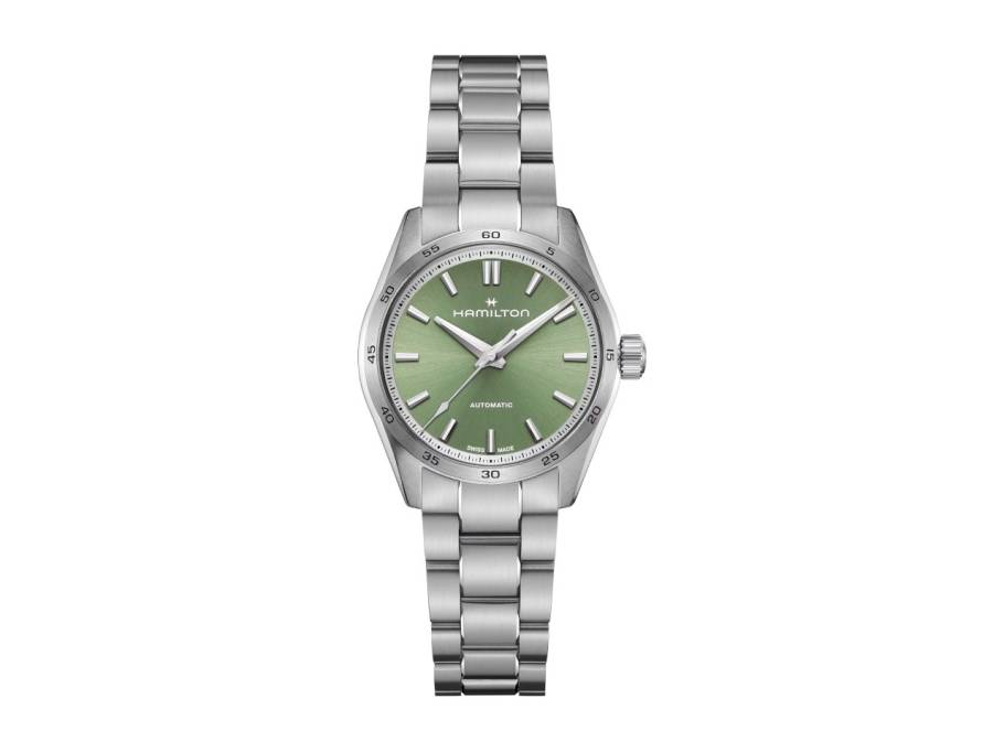 Jazzmaster Performer Automatik Edelstahl 34mm grünes Zifferblatt Metallband