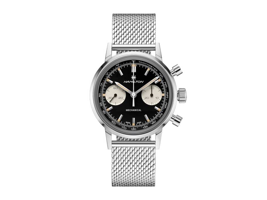 Intra-Matic Herrenuhr Handaufzug 40 mm schwarzes Zifferblatt Metallband