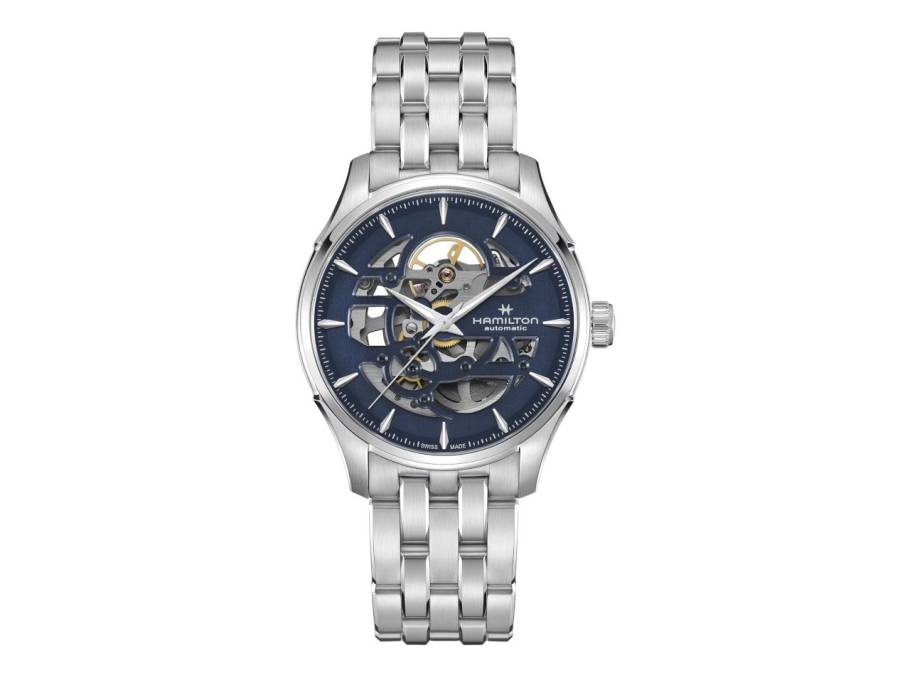  Jazzmaster Skeleton Auto Edelstahl 40mm dunkelblaues Zifferblatt Metallband