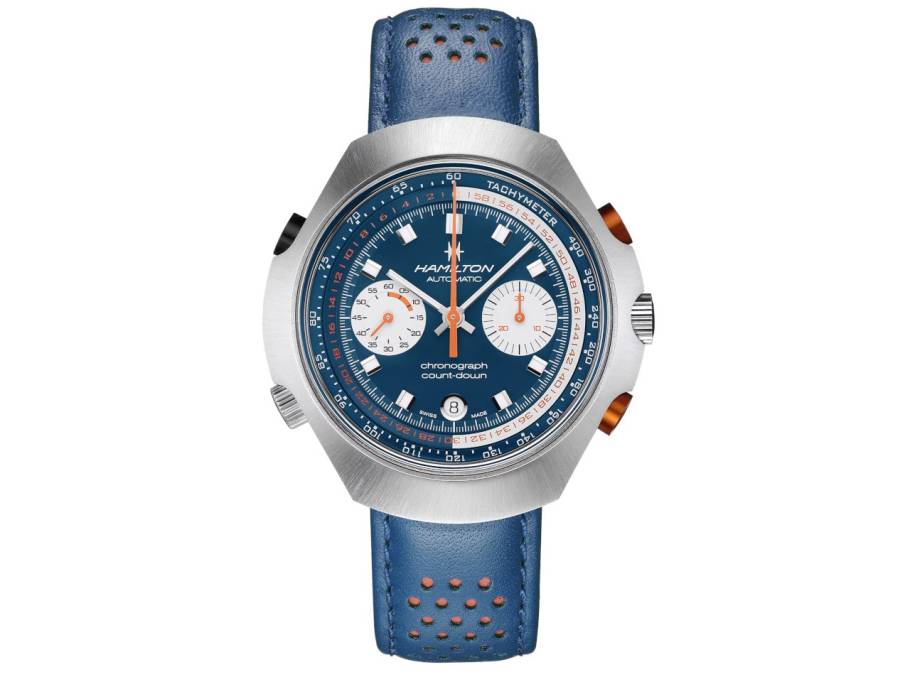 American Classic Chrono Matic 50 Limited Edition Automatik Edelstahl 51,5 x 48,5mm blaues Zifferblatt blaues Lederband