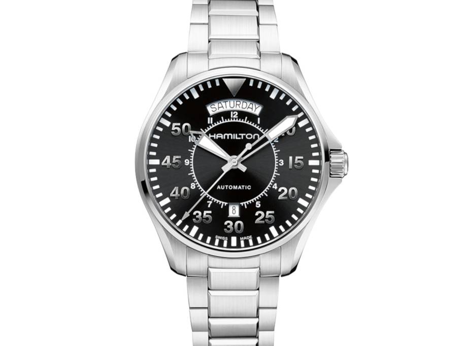 Khaki Aviation Pilot Day Date Automatik Edelstahl 42 mm schwarz Edelstahlband