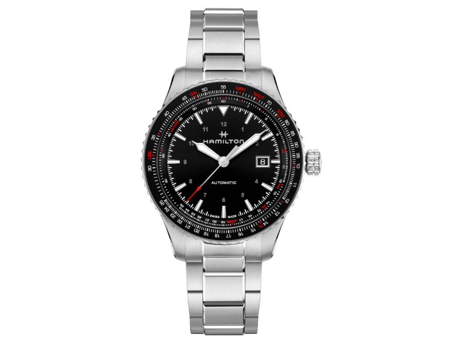 Khaki Aviation Converter Auto Edelstahl 42mm schwarzes Zifferblatt Metallband