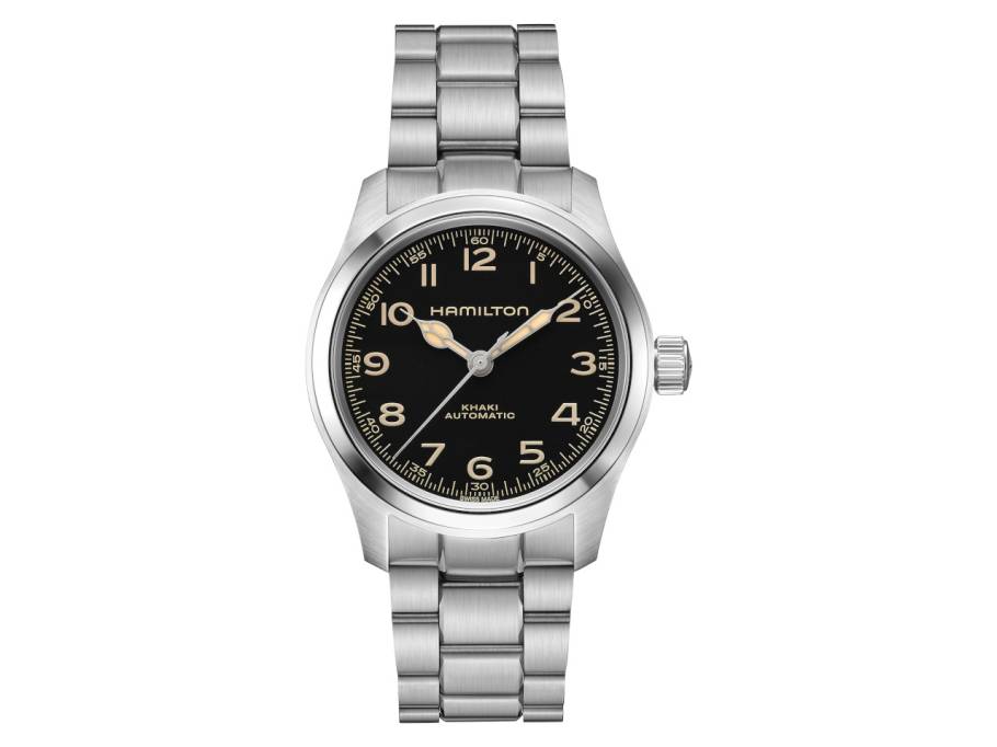 Khaki Field Murph Automatik Edelstahl 38mm schwarzes Zifferblatt Metallband