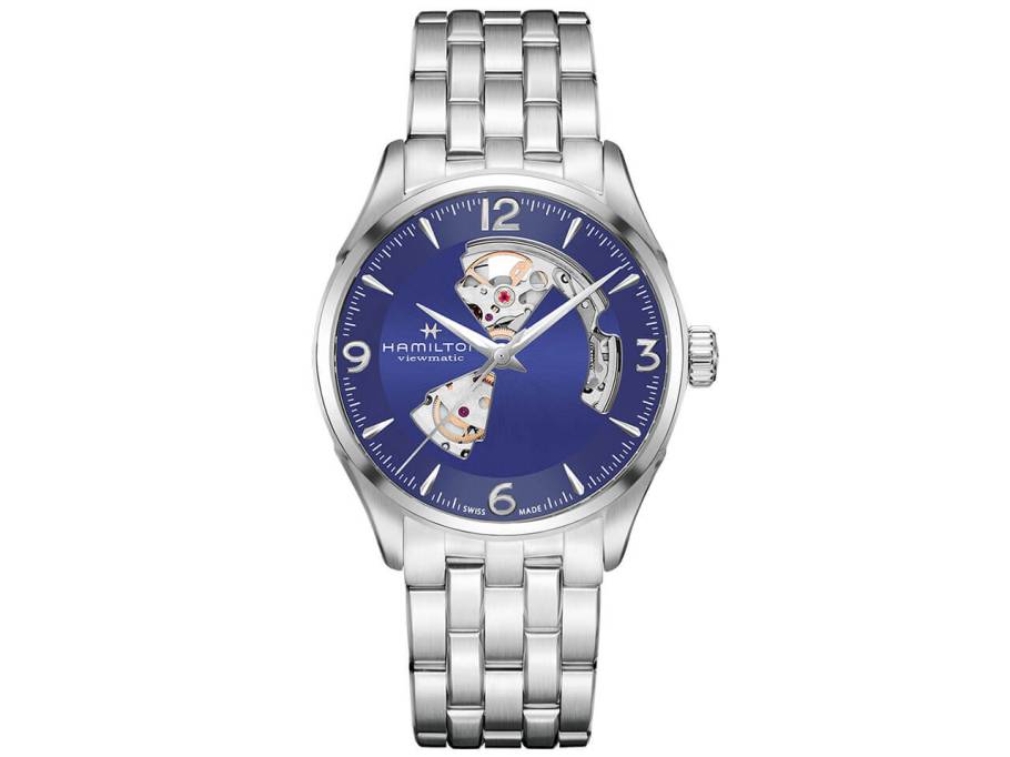 Jazzmaster Open Heart 42mm blau Metallband