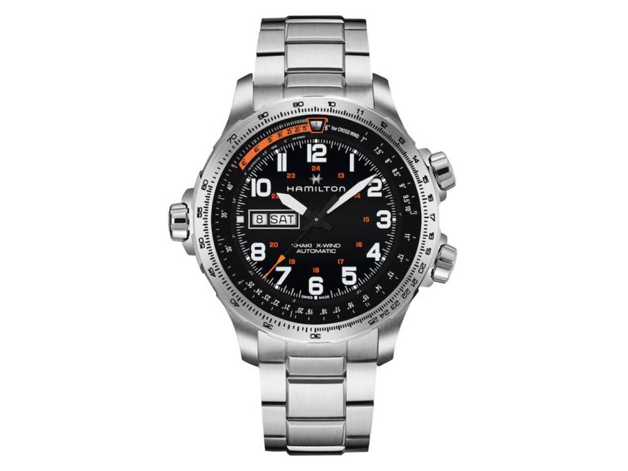 Khaki Aviation X-Wind Day Date Automatik Edelstahl schwarz Metallband