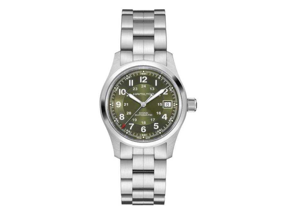 Khaki Field Automatik Edelstahl 38mm grünes Zifferblatt Metallband