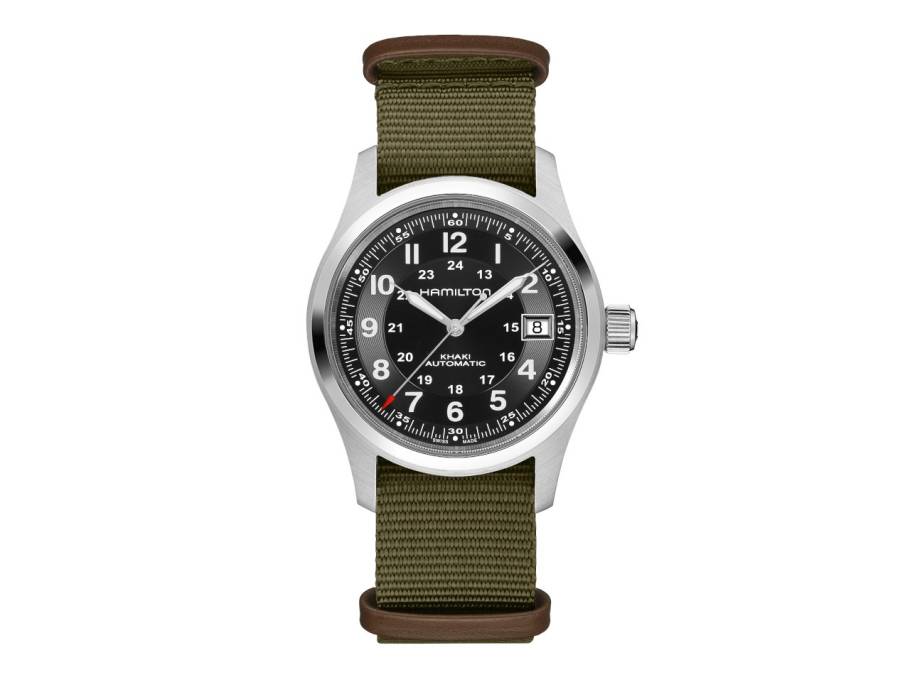 Khaki Field Call of Duty Automatik Edelstahl 38mm schwarzes Zifferblatt olivgrünes Textilband Limited Edition
